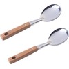 2 Pcs Soup Spoon, Stainless Steel Spoon with Wooden Handle