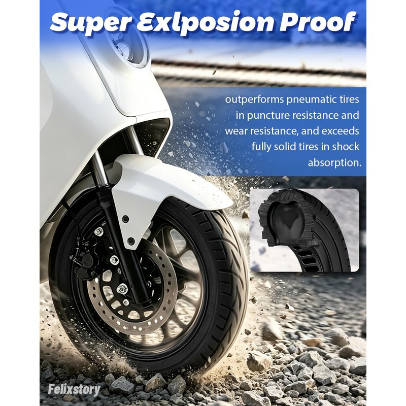 Felixstory 14x2.5 Inch Solid Tire, No more Flat, Fit for