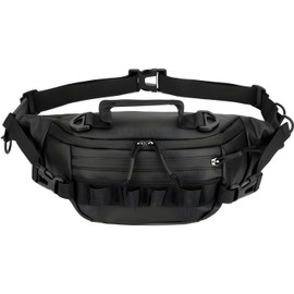 Riñonera Táctica Deportiva para Hombre - Bolso de Cintura/Fanny Pack Negro con Múltiples Compartimentos, Resistente al Agua, Gran Capacidad - Ideal para Senderismo, Viajes y Uso Diario