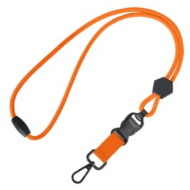 Fishent Breakaway Neck Lanyards for ID Badges, Adjustable Sturdy Round Cord Heavy Duty Key Lanyard with Detachable Buckle for Men Women Car Keys Card Holder (Orange)
