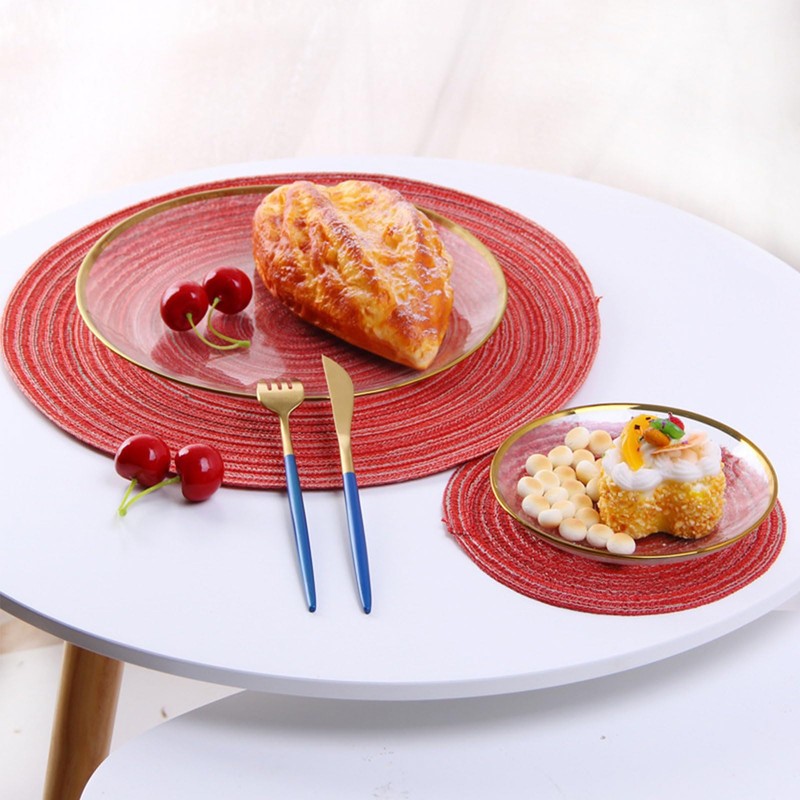 marysgift Red Coasters for Drinks, Round Woven Coasters Set of