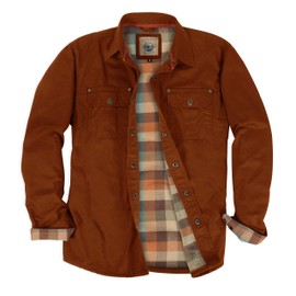 Gioberti Men's 100% Cotton Brushed and Soft Twill Shirt Jacket with Flannel Lining, Copper, 3XL