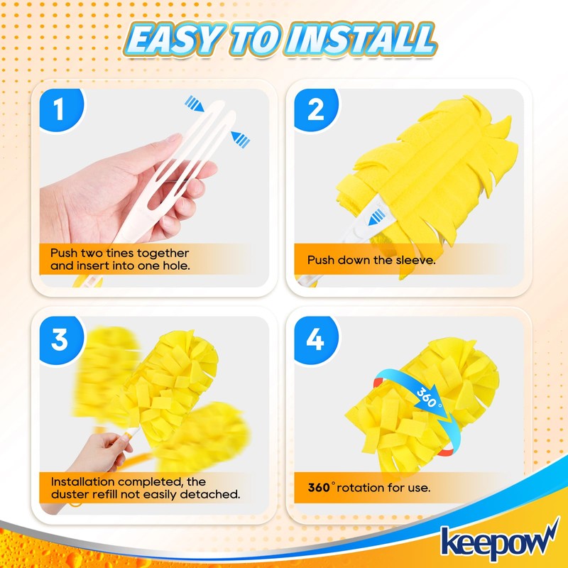 KEEPOW Reusable Duster Refill Compatible with Swiffer Hand Duster, Heavy