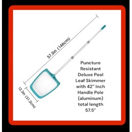 Mainstays Puncture Resistant Deluxe Pool Leaf Skimmer with 42” Inch Handle Pole (aluminum)