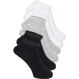 Nithra Men's Ankle Socks, Plain Socks, Set of 6 Pairs (Short and Longer), Hard to Take Off, Cotton Blend, Yearly 9.4 - 10.6 inches (24 - 27 cm), 6 pairs of long length mix in 3 colors