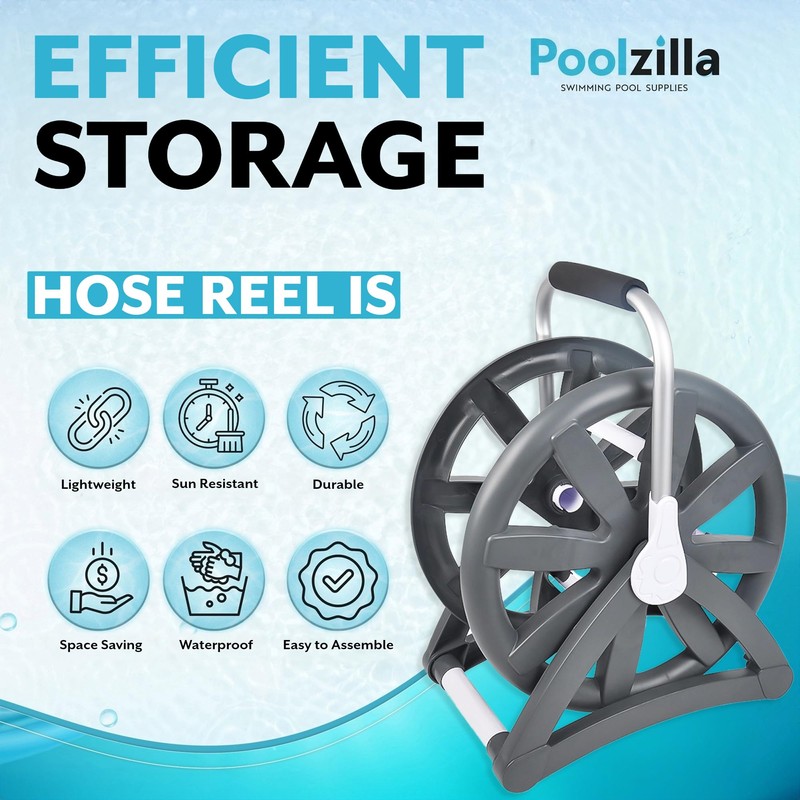 Poolzilla Swimming Pool Vacuum Hose Reel, Easily Store Vacuum Hose
