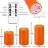 VEEKI Orange Flameless Candles, Set of 3 Flickering LED Candles