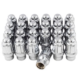 Wheel Accessories Parts Set of 24 Black 12x1.5 Closed End ET - Extended Thread - Spline Tuner Lug Nuts for Aftermarket Wheels Small Diameter Lug Nut (M12x1.5, Black, 24)