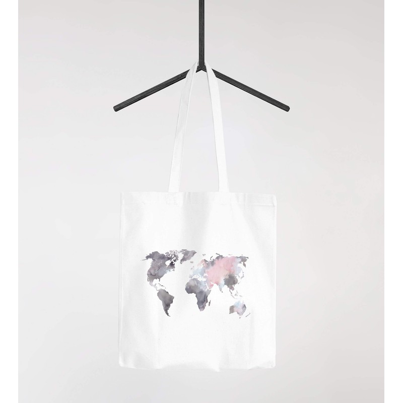 Autiga® Jute Bag World Map Watercolour World Map Cotton Bag