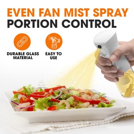 Cheer Collection Glass Oil Sprayer Set of 2 – 200ml Olive Oil Sprayer Bottles for Cooking, Refillable Oil Mister & Dispenser, White Olive Oil Spray Bottle for Food Prep