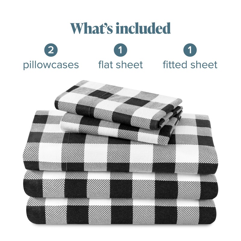 Bare Home Cotton Flannel Sheet Set Prints, 100% Cotton, Velvety