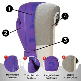 DEFY Boxing Gloves for Men & Women - Premium Quality Synthetic Leather Boxing Gloves for Training - Perfect for Punching Heavy Bags, Sparring, & Fighting Gloves (Purple, 10oz)
