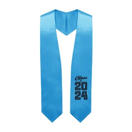 Endea Graduation Stole Class of 2024 With Classic Tips - Unisex Adult - 62" Long - Graduation Sash (Light Blue)