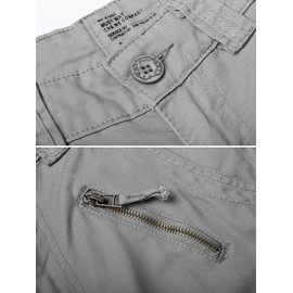 OCHENTA Men's Military Cargo Pants with 8 Pockets, Relax fit Casual Work Combat Outdoor Slacks Light Grey 38