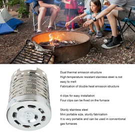 VGEBY Camping Mini Heater Cover,Portable Stainless Steel Camping Warming Stove Tent Heating Cover Camping Stove with Handle Mesh Bag for Hiking Traveling Silver