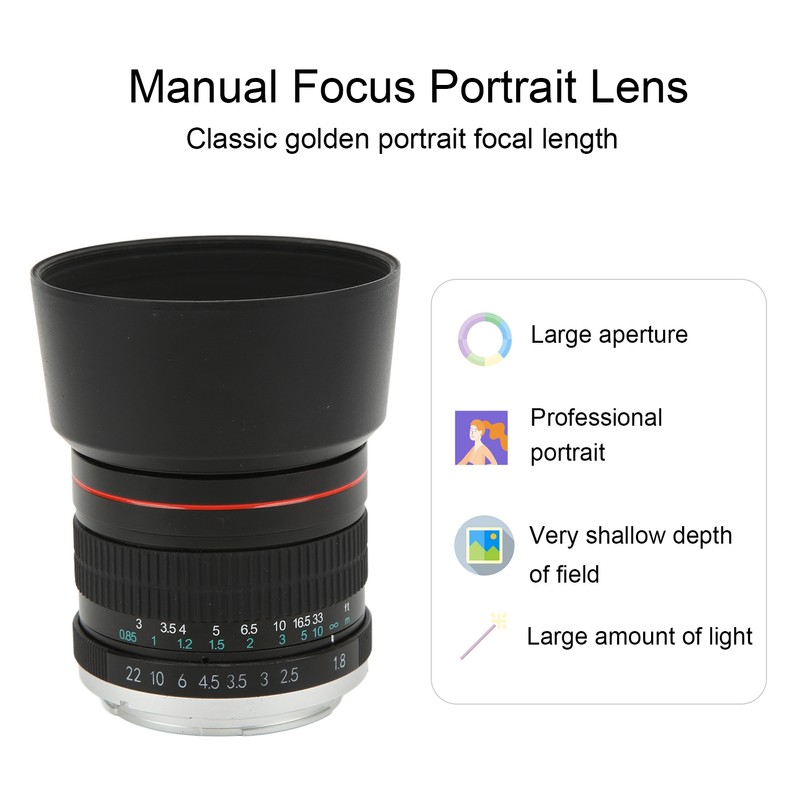 85mm F1.8 Large Aperture Camera Lens Medium Telephoto Manual Focus