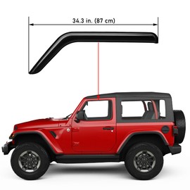 Lightronic Extra Durable Outside-Mount Auto Vent Window Visor, Fits 2018-2025 Jeep Wrangler JL (2-Door), 2020-2025 Jeep Gladiator, UV-Protect Rain Guard, Original Wind Deflector, Dark Smoke, 2-Pcs