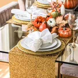 Luminous Table Runner, Colorful, Sparkling Rhinestones, Non-Slip Back, for Fun or Formal Dining Table Setting, Event, Wedding, Aqua, 108", Sold Individually