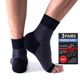 Bbfrey Plantar Fasciitis Sock (3 Pairs) with Cushioned Heel - Compression Foot Sleeves with Arch and Ankle Support - Achilles Tendonitis, Heel Spurs, Foot Fatigue, Sprain