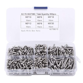 M3 Hex Socket Head Screw Set Stainless Steel 6mm 8mm 10mm 12mm 16mm 20mm Screws 300pcs Nuts 300pcs Repair Tool