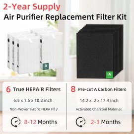 HPA300 HEPA Filter Replacement for Honeywell Air Purifier 6 HEPA R Filters and 8 Pre-cut A Carbon Pre-filter by APPLIANCEMATES