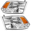 2009-2018 Dodge Ram Headlights Assembly for 2009-2018 Dodge Ram 1500,2010-2018 Dodge Ram 2500/3500 Quad and Dual Style Chrome Housing Amber Reflector Replacement Driver and Passenger Side