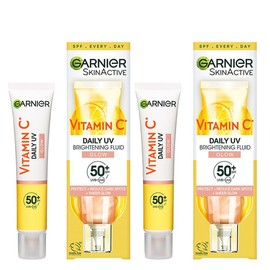 Garnier DOUBLE Vitamin C Daily UV Brightening Fluid Sheer Glow, SPF50+, Prevents + Corrects Sun Damages + Evens Skin tone, Face & Neck, For all skin types, Cruelty-Free, Vegan, 40ml