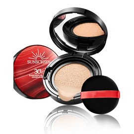 Sunscreen Cushion Foundation with SPF30, Full Coverage Face Cream Foundation Makeup for Mature Skin Moisturizing Breathable Concealer,Lightweight & Buildable BB Cream for All Skin Types, Natural