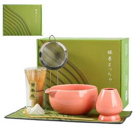 Matcha Whisk Set, Ceramic Matcha Set with Spout, Matcha Bowl Kit with Sifter, Whisk and Holder, Bamboo Scoop, Scoop Rest, Tea Towel, 7 Pcs Matcha Kit Set for Making Breakfast/Latte for Matcha Lovers