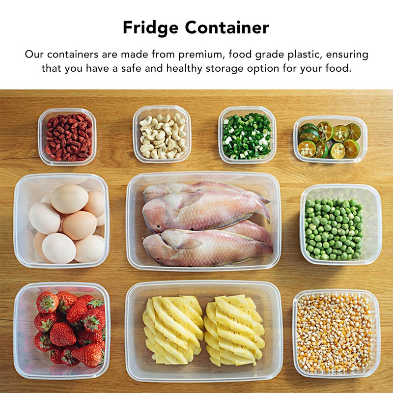 17PCS Food Container Green Fridge Bins Food Grade Plastic Leakage