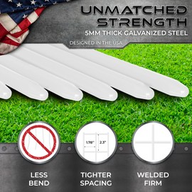 Dog Digging Fence Barrier, Animal Barrier Fence, 5 Fence Panels - White 24in (L) x 15in (H), 1.8in Spike Spacing with Hammer Cap, Anti Dig Fence Barrier, No Dig Fence for Dogs, Rabbits l Length 10ft