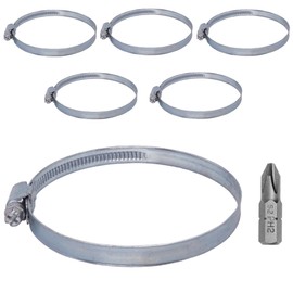 SKIR'CO Pack of 6 Adjustable Hose Clamps 130-150 mm, Galvanised Steel Hose Clamps DIN 3017, Pipe Clamps, Hose Clamps with Adjustable Diameter