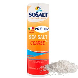 SOSALT DAL MARE DI TRAPANI Coarse Sea Salt, Sun-dried Sicilian Sea Salt on the Salt Flats of Trapani Siciliy , Shaker, 750 gm (26.5 oz) SoSalt, Mediterranean Sea Salt, Sicily, Italy