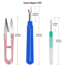 Lusecarl Seam Ripper and Thread Remover Kit 2 Big 2 Small Stitch Ripper Tool and 1 Sewing Trimming Scissor Nipper for Thread Remove (Multi-Color)