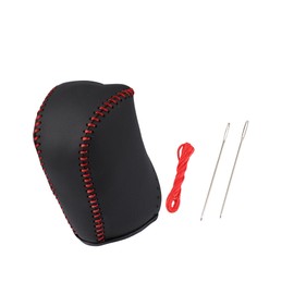 HEROFFIX Black Car Faux Leather Gear Shift Knob Cover for Toyota Camry 2007-2011 Red Line Replace Parts
