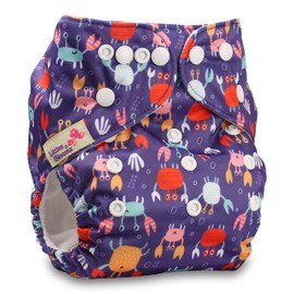 Littles & Bloomz, Reusable Pocket Cloth Nappy, Fastener: Popper, Set of 1, Pattern 8, Without Insert