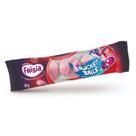 Frisia Rocket Balls Strawberry I Hard Strawberry flavored Candy with Sour Powder Filling I 50 Packs of 33g 1.16 ounce