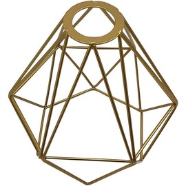 LEDSone Modern Geometric Easy Fit Gold Diamond Pendant Ceiling Light Lampshade Metal Wire Cage Lampshade for Living Room, Restaurants (Gold 2 Pack)