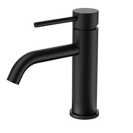FORIOUS Bathroom Tap, Washbasin Tap, Black Single Handle Mixer Tap for Bathroom Sink, Guest Toilet