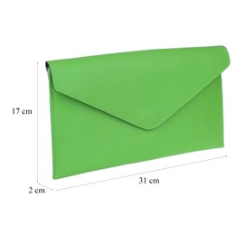 Girly Handbags Womens Italian Genuine Leather Envelope Clutch Bag (Lime Green)