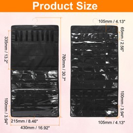 uxcell Dual-sided Hanging Jewelry Organizer with 48 Pockets and 8 Hook Loops, Over the Door Jewelry Organizer Wall Mounted Necklace Holder for Closet Earrings Bracelets Rings, Black