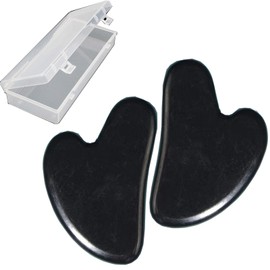 2 Pieces Body Gua Sha Tools, Robustness Stone Gua Sha Facial Tools for Jawline Sculpting and Puffiness Reducing, Facial Massager Tool, Black