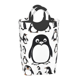 Cute Penguin Print Storage Basket, Square Dirty Laundry Organizer, Suitable For Bathroom, Bedroom