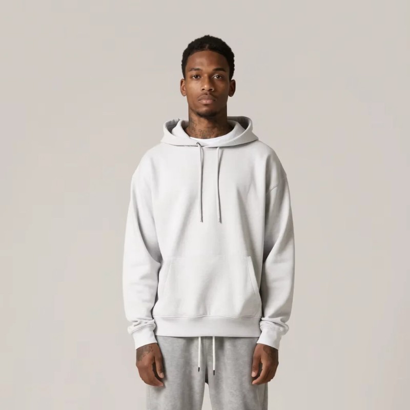 Premium Terry Drawstring Hood Regular Fit Cotton Blend Hooded Top