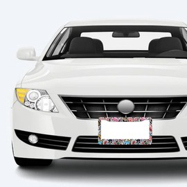 MZPPM Sticker Patchwork License Plate Frame, Stainless Steel Accessory Funny License Plate Cover Decoration with Screws 12""x6"" for US Standard Vehicle Size