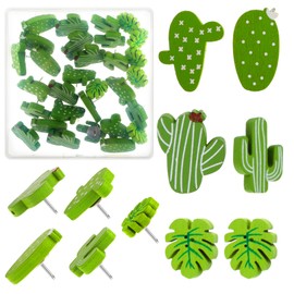 30Pcs Cute Push Pins for Corkboard, Mabor Wooden Push Pins Cactus Plants Push Pins Decorative Plants Push Pins Set for Photos Wall Maps Home Office Classroom Decoration