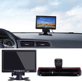 HD 1280 * 720 Pixel Third 3rd Brake Light Backup Camera Top Mount Rear Light Lamp Reverse Camera+7" LCD Monitor Replacement for Ford Transit Connect 2014-2017 Transporter