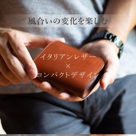 Dom Teporna Italian Bifold Wallet, Men's, Leather, Solid Thickness, Genuine Leather, Coin Purse, Minimal Wallet, Italian Leather, Middle Size, Pass Case, Card Case, Bill Holder, black