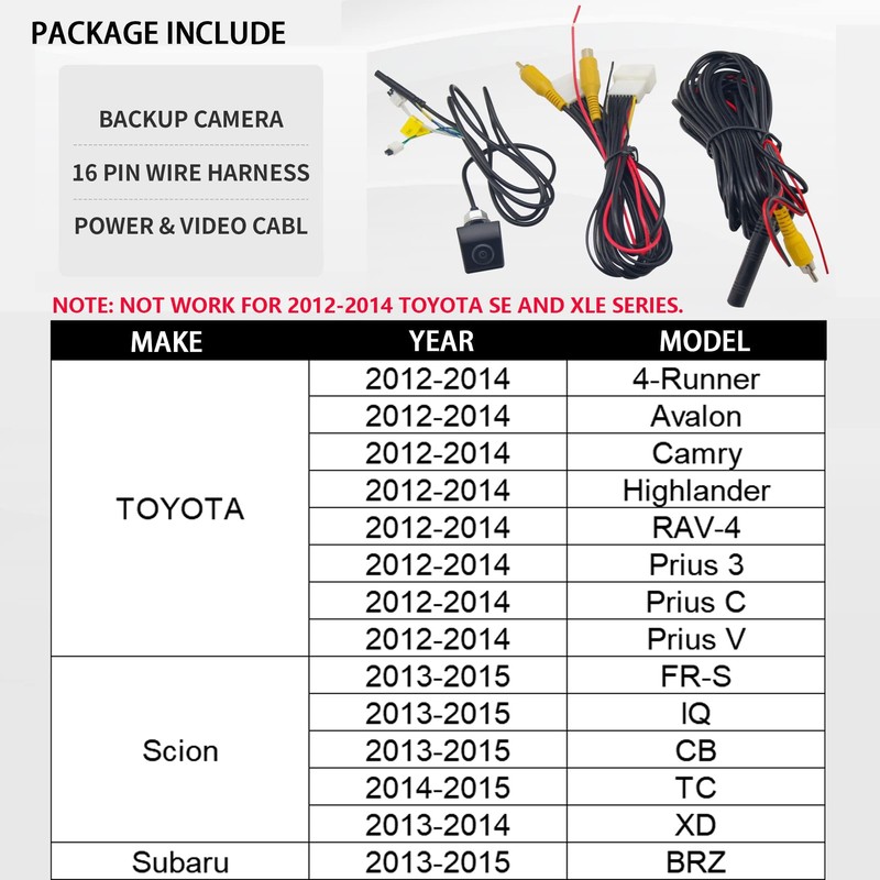 EWAY Rear View Backup Camera Kit for 2012-2014 Toyota Camry