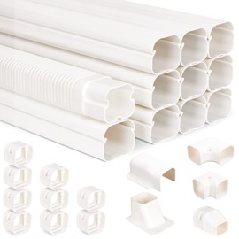 UNAOIWN Mini Split Line Set Cover Kit 3" W 16Ft Air Conditioners Decorative PVC Slim Line Cover for Central AC & Heat Pumps Systems Tubing Cover